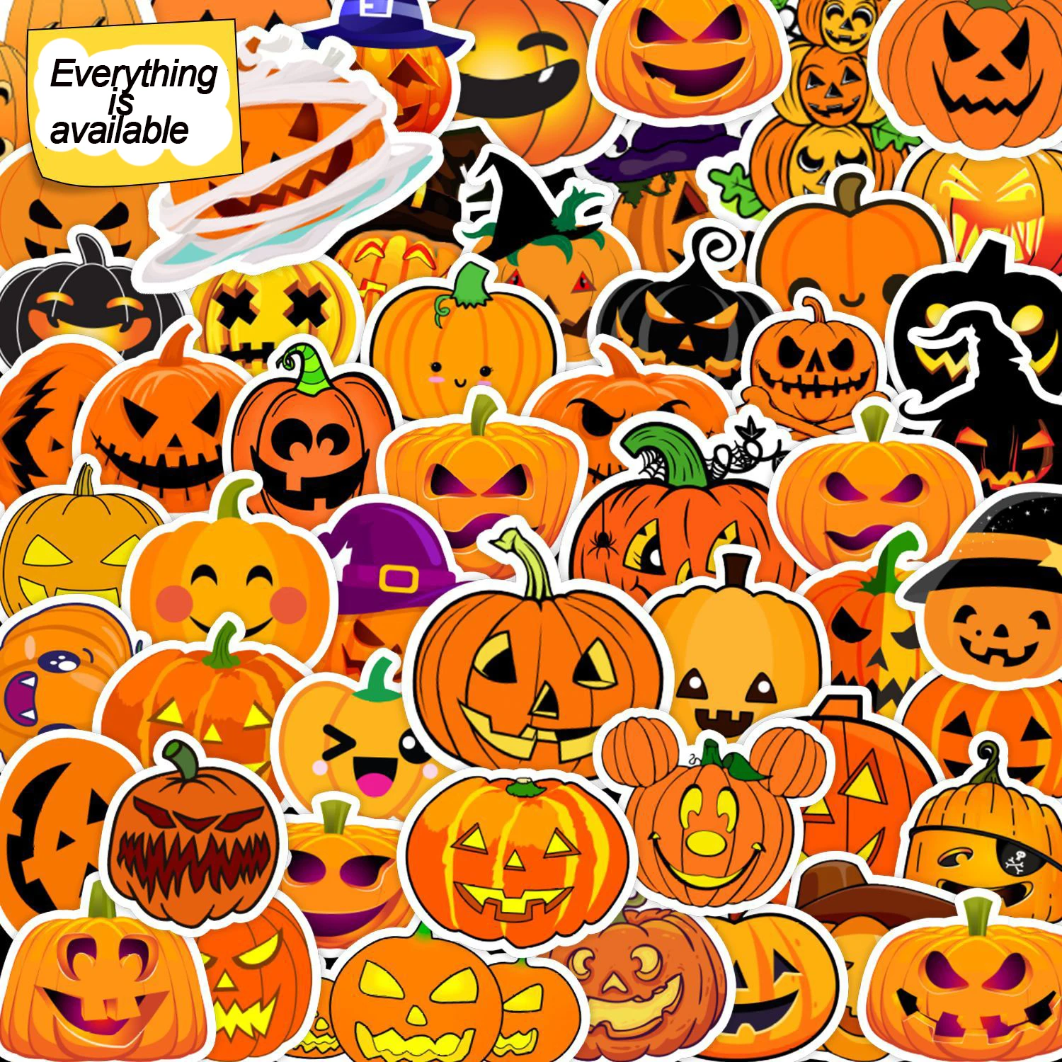 

10/30/50PCS Popular Halloween Pumpkin Sticker Pack Skateboard Guitar Decoration DIY Laptop Waterproof Graffiti Decal Wholesale