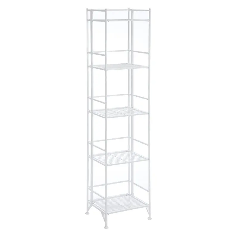 

Storage 5 Tier Folding Metal Shelf, White
