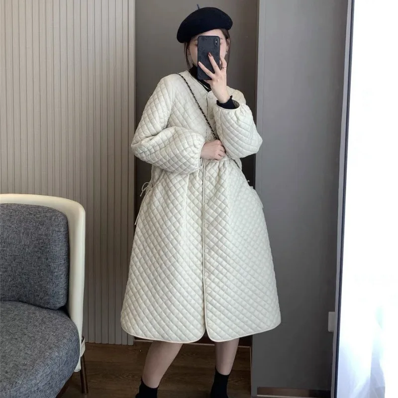 Autumn winter new Korean version of retro turban loose light cotton dress in the long warm cotton jacket coats for women