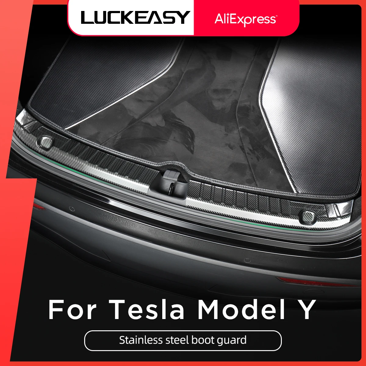 LUCKEASY Stainless Steel Trunk Inner Guard For Tesla Model Y 2020-2022 Car Inner Rear Bumper Guard Plate Cover Trim Accessories