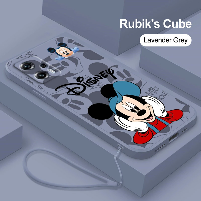 

Disney Minnie Mickey Mouse Boy Liquid Rope Phone Case For Xiaomi Redmi Note 12 10 11 9 Pro Plus Speed Trubo 11S 11T 10S 9T 5G