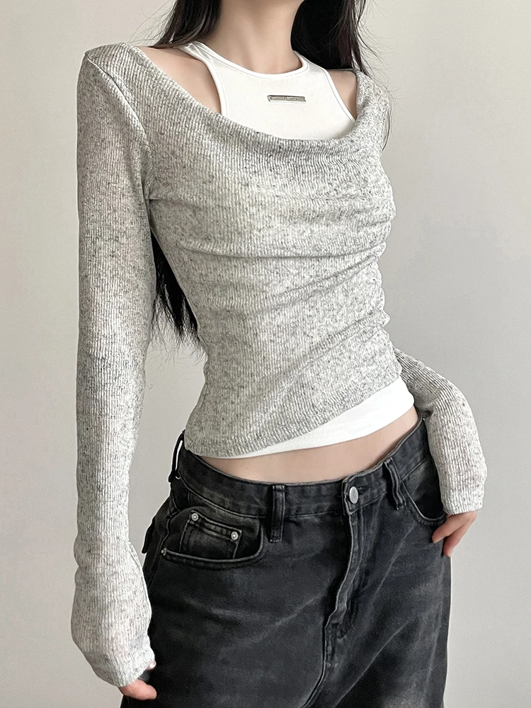 Повседневная Базовая футболка IAMSURE комплект из 2 предметов тонкая с