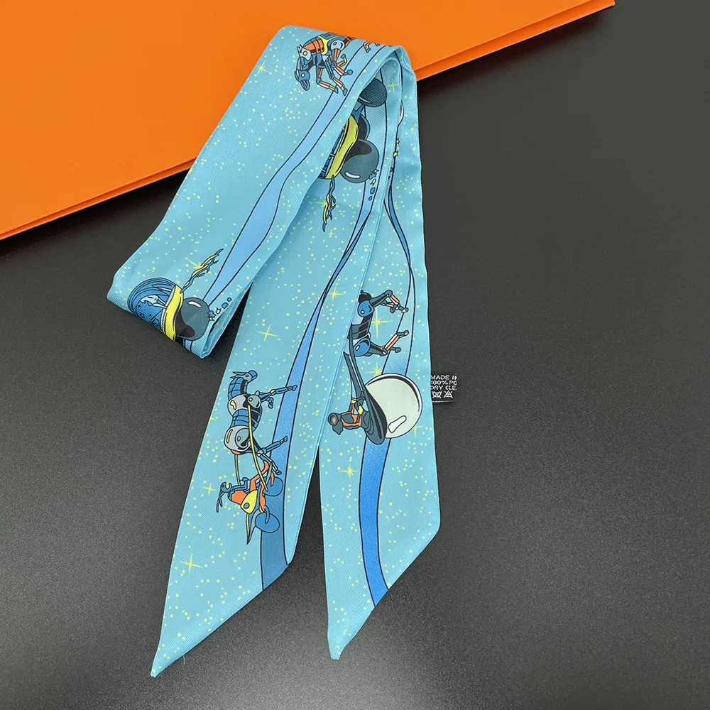 Маленький шелковый шарф для женщин новинка Сумка с принтом и ручками ленты