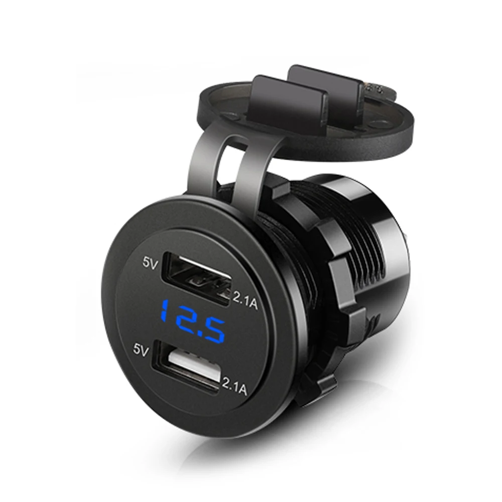 

Автомобильное зарядное устройство 12 В/24 В, 4,2 А, двойной USB-прикуриватель, розетка для зарядного устройства для мотоцикла со светодиодным вольтметром для автомобиля, лодки, телефона, зарядное устройство