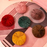 round pleated seat cushion velvet fabric back coussin cojines sofa bed pillow pouf throw backrest sofa home decor 35cm