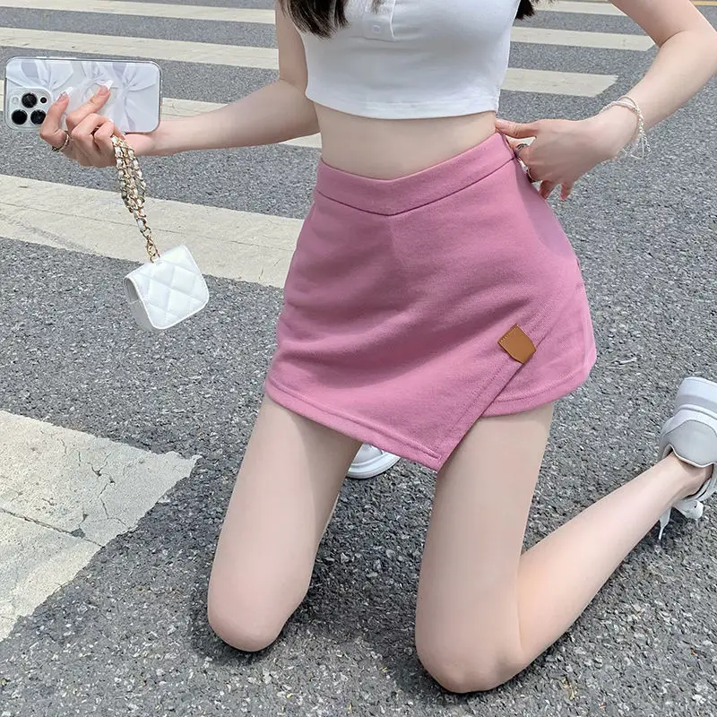 

Pink High-waisted Irregular Half-body Skirt