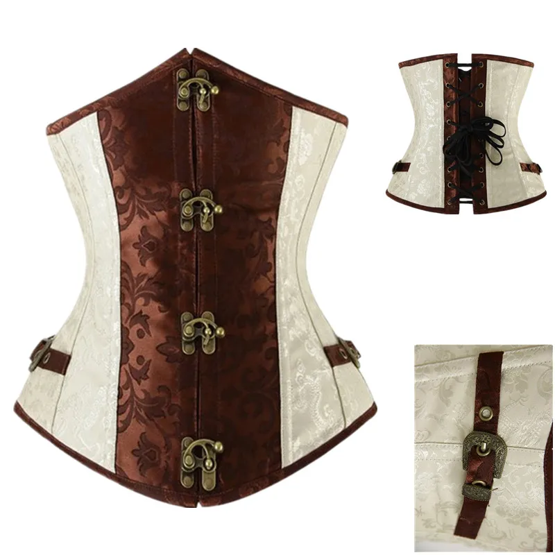 

Steampunk Corset Gothic Punk Underbust Bustier Buckle up Waist Cincher Corselet