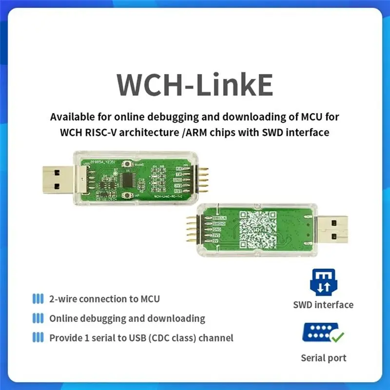 2 шт. WCH-Linke: отладчик с онлайн-загрузкой, поддержка архитектуры WCH RISC-V, интерфейс MCUSWD, 1 последовательный порт на USB-канал (art.: 3920dbae44c64) - 3920dbae44c64