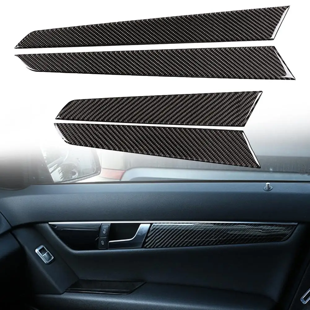 

4Pcs/set Car Inner Door Panel Sticker Interior Trim decals 3K Carbon Fiber Anti-scratch decoration for Mercedes-Benz W204 07-14