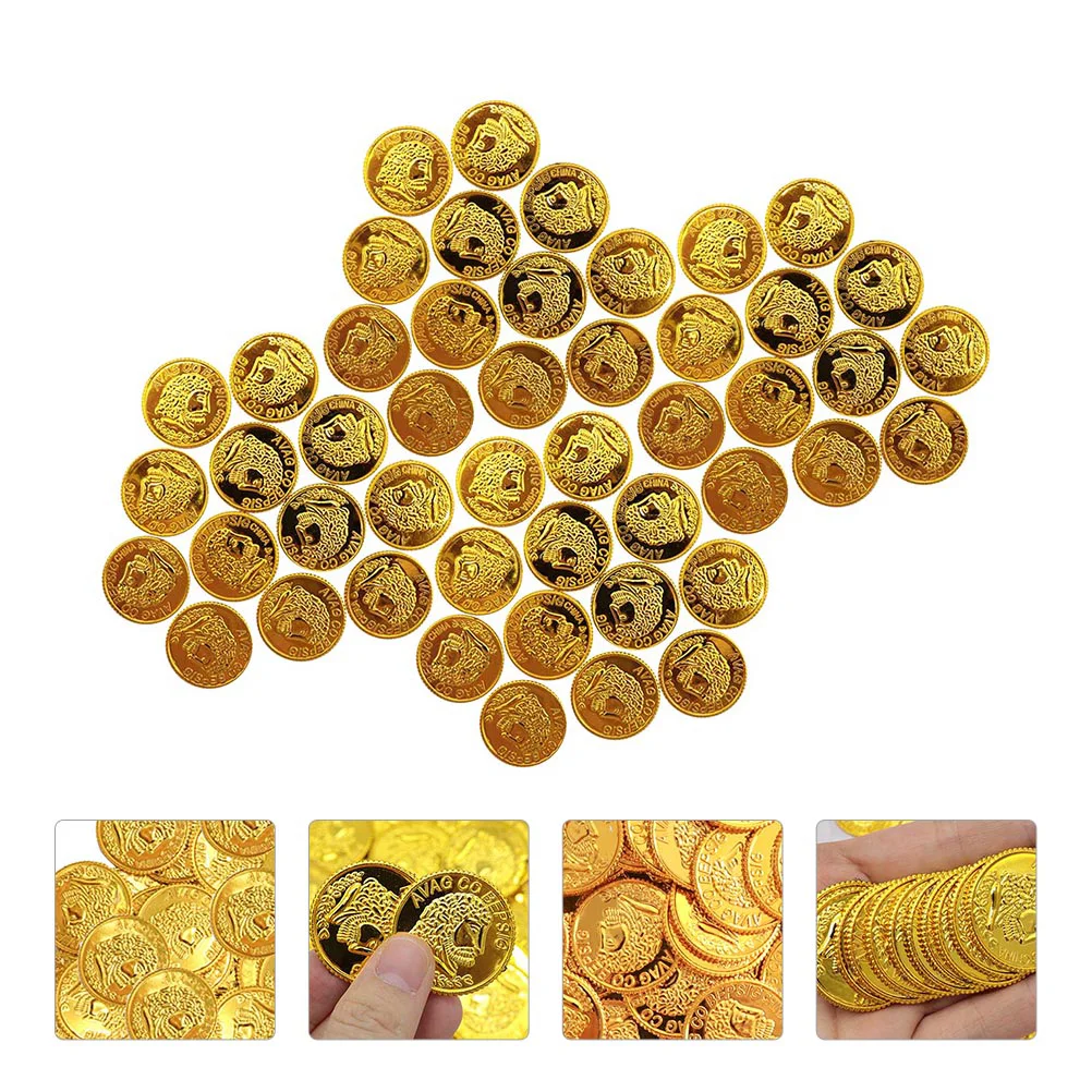 

Coins Treasure Pirate Game Plastic Toy Gold Kids Coin Box Golden Accessories Supplies Party Decor Patricks Jewelry Table