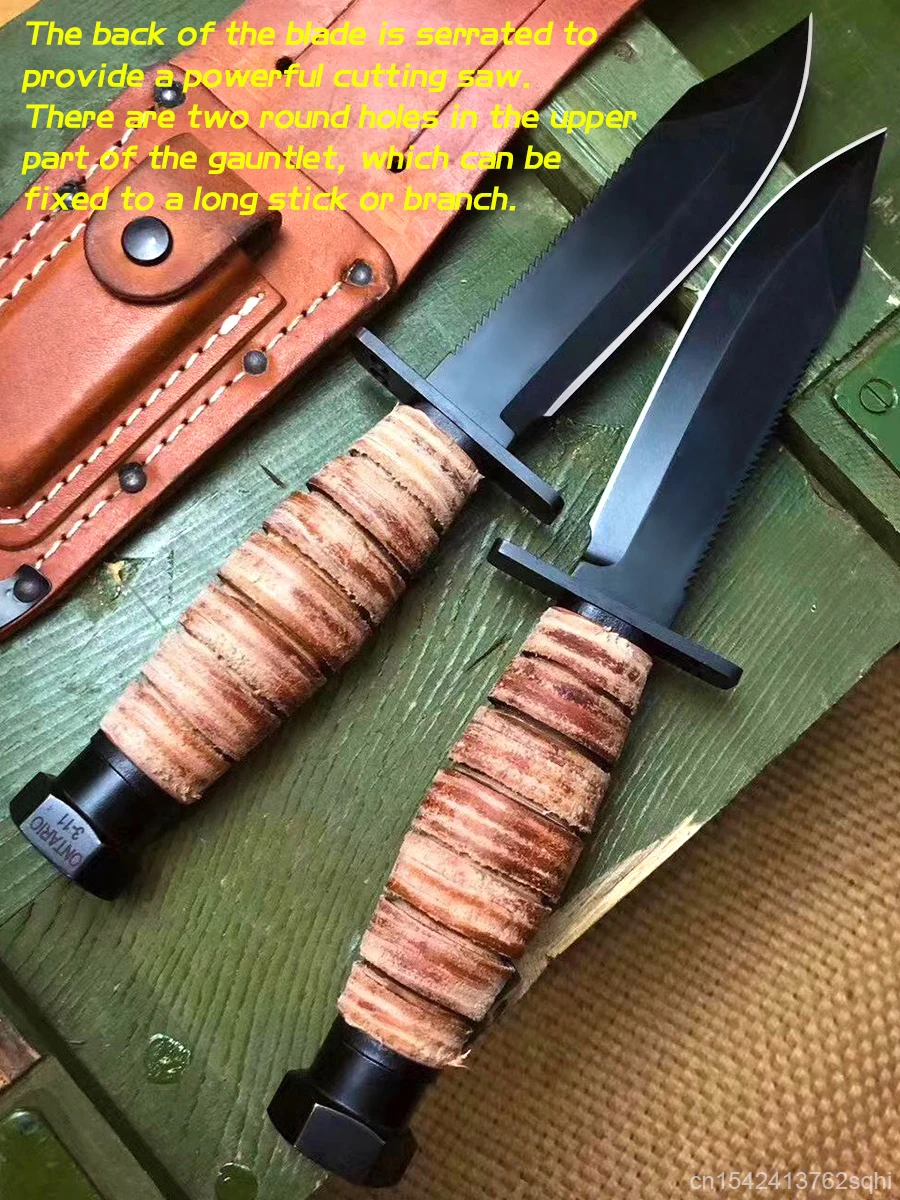 Классический тактический прямой нож для улицы из высокоуглеродистой стали -