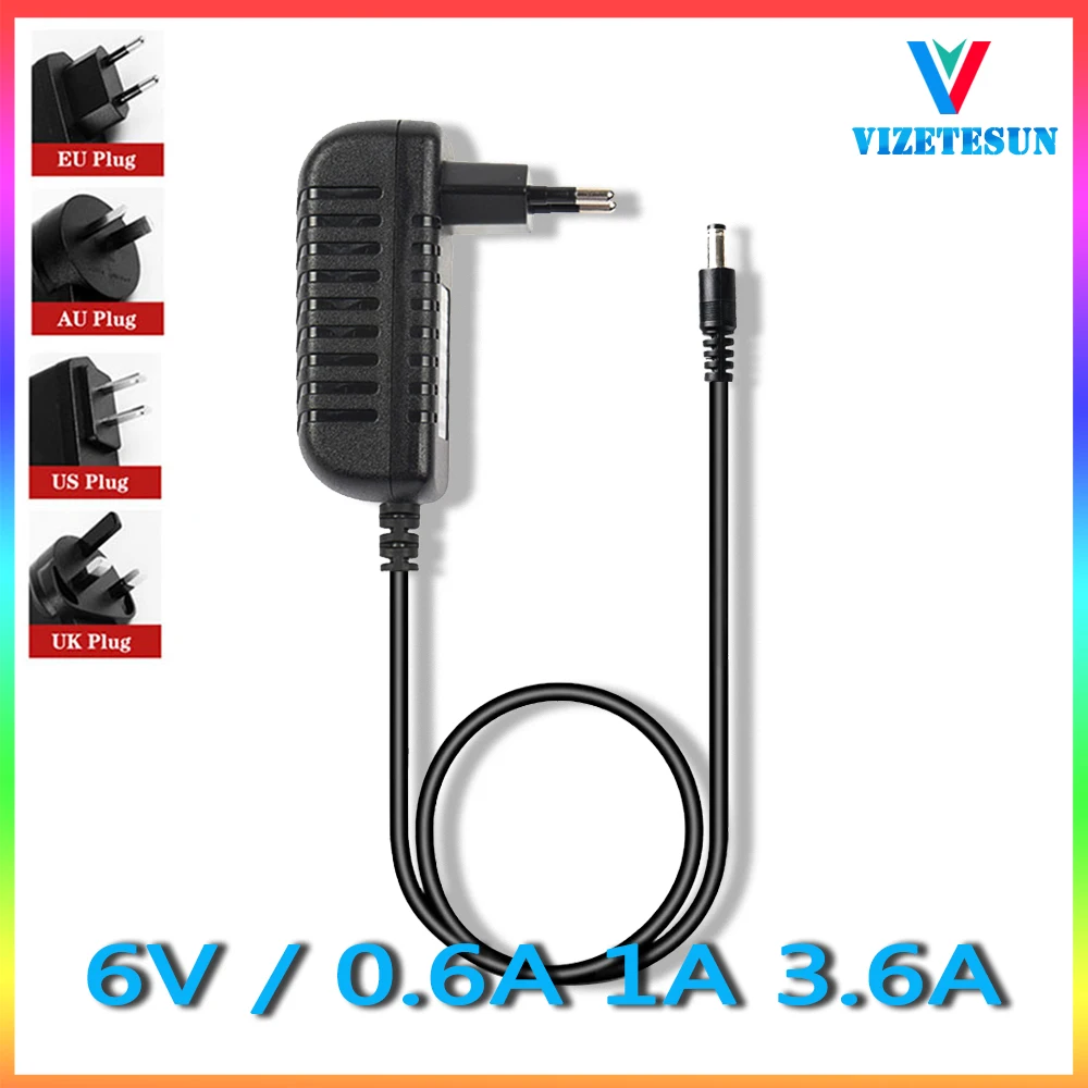   6V 0.6A 1A 3.6A Electronic Blood Pressure Monitor Power Adapter DC 5.5*2.1MM Regulated Power Cord 
