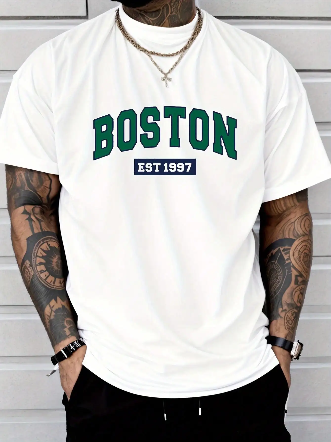 Фото CLOOCL BOSTON EST 1997 Хлопковые футболки с принтом, мужские летние повседневные футболки с короткими рукавами, топы унисекс №2