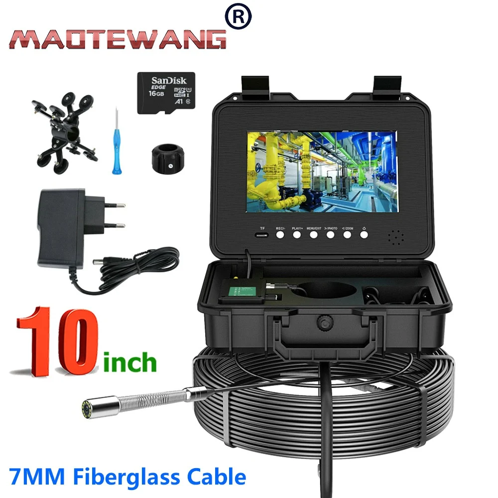 

10.1" DVR IPS Pipe Sewer Drain Inspection Camera AHD 1080P Screen Video+Audio Recording 5X Image Enlarge Borescope Snake Camera