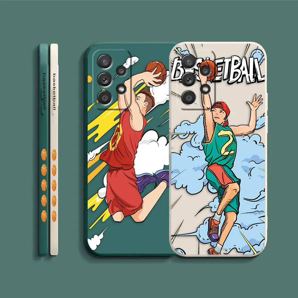 Case For Samsung Galaxy A91 A14 A73 A72 A71 A53 A52 A51 A42 A33 A32 A22 A21S A13 A715F A52S A22S 4G 5G Case Basketball Cartoon