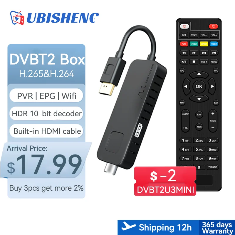 

Цифровой спутниковый декодер UBISHENG U3mini DVB-T2 HD1080P Mini TV Stick H.265 HEVC 10-битный мини-декодер тв-приставка с поддержкой Wi-Fi
