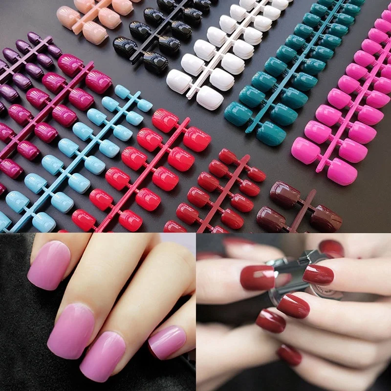 4 компл./Лот Накладные ногти смешанных цветов короткое полное покрытие