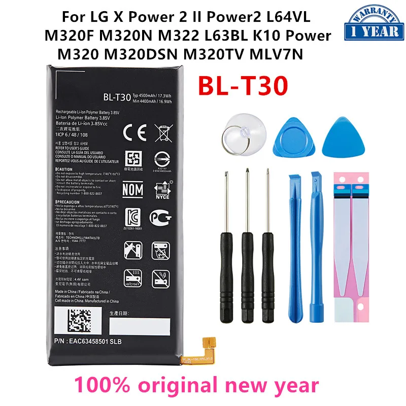

Original BL-T30 4500mAh Battery For LG X Power 2 II Power2 L64VL M320F M320N M322 L63BL K10 Power M320 M320DSN M320TV MLV7N