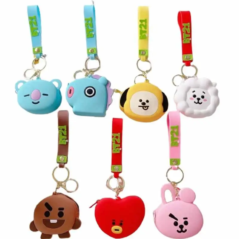 

Новый милый силиконовый кошелек Bt21 для монет в стиле аниме, милый мультяшный портативный брелок для наушников, сумка, подвеска для девушки, ...