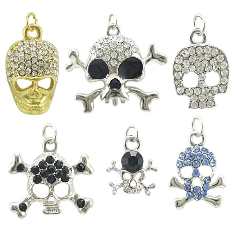 

JINGLANG Personality Skull Charms fit Bracelets&Necklaces for Making Ladies Jewelry Women Accessories Halloween Gift 30 pcs
