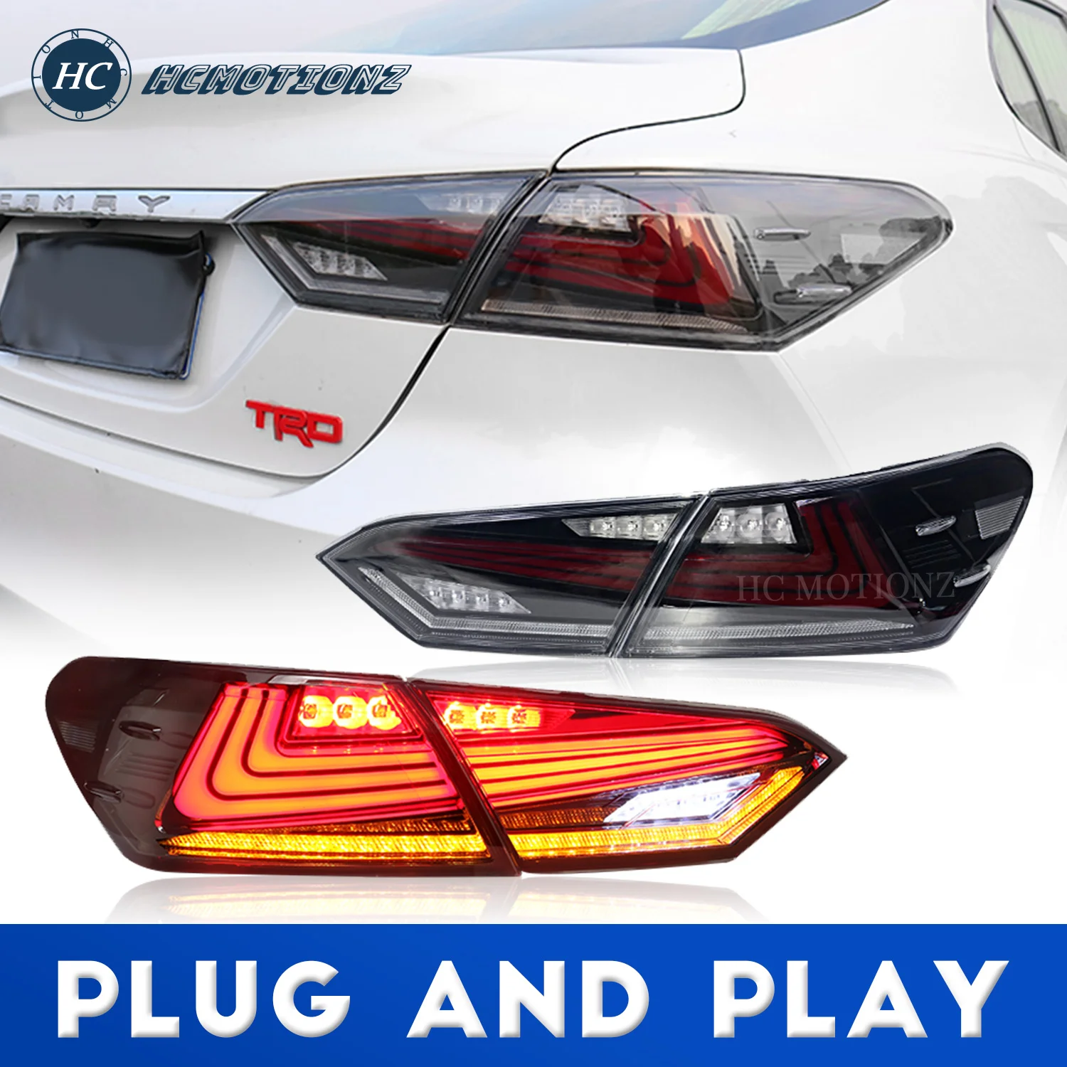 Купи HCMOTIONZ LED Tail Lights Assembly For Toyota Camry 2018 2019 2020 Animation DRL Brake Turn Signal Rear Lamps за 16,835 рублей в магазине AliExpress