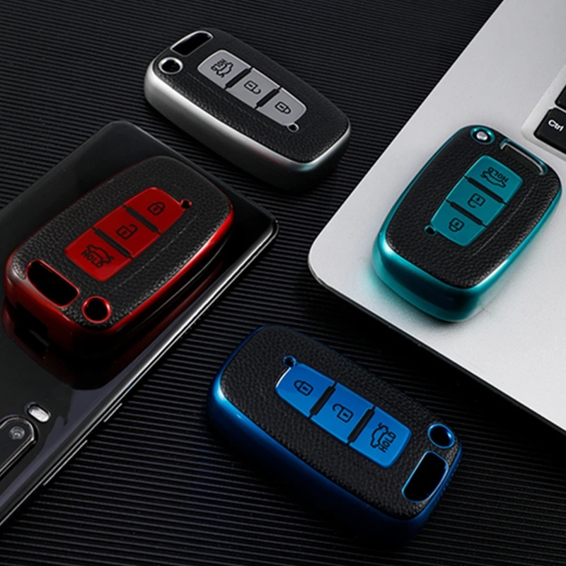 

3 Button TPU Car Key Case Cover Bag For KIA RIO Forte K2 K3 K5 Sportage For Hyundai Solaris HB20 Veloster SR IX35 Accent Elantra