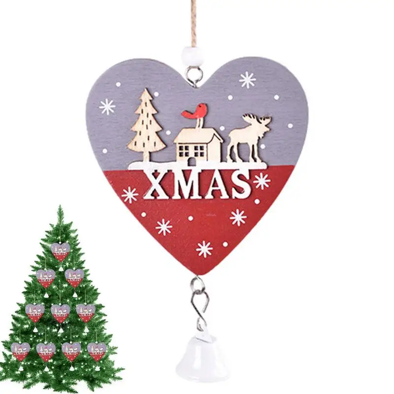 

Рождественская деревянная подвеска, изысканная фотография с отверстием, пентаграмма, сердце, Рождественская елка в форме рождественской елки