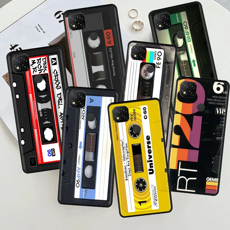 

Cover Case for Xiaomi Redmi 9C 10C 9A 9 9T 10 6A 6 7A 7 8A 8 Bag Capa Armor Phone Soft Official Shell Retro Cassette Tapes