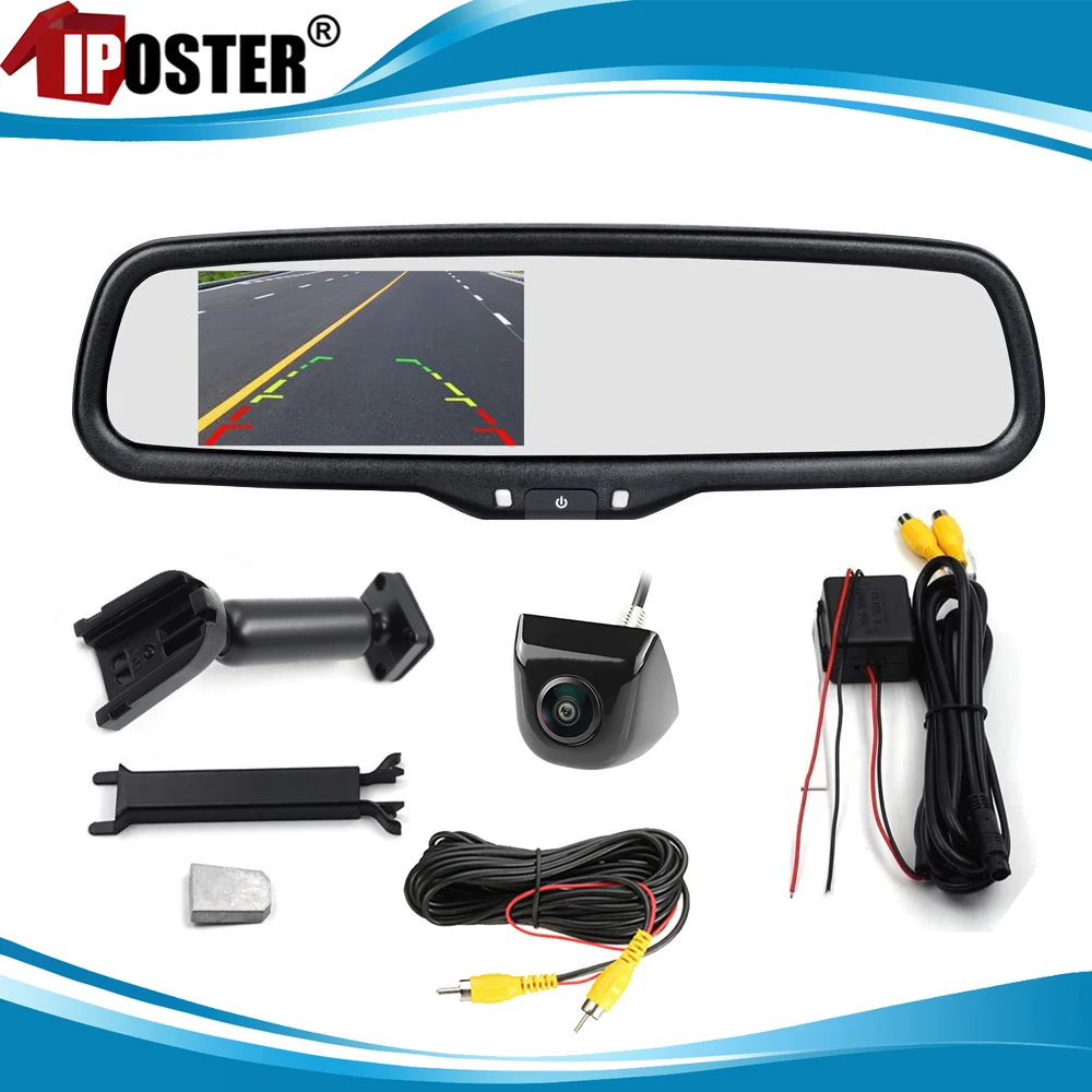 

Запасной 4,3-дюймовый ЖК-экран iPoster для автомобильного зеркала заднего вида с кронштейном No1 + камера заднего вида для Toyota, Jeep, Ford, Nissan
