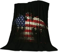 home flannel fleece bedding blanket vintage us flag blackets american eagles anime weighted camp throw blanket