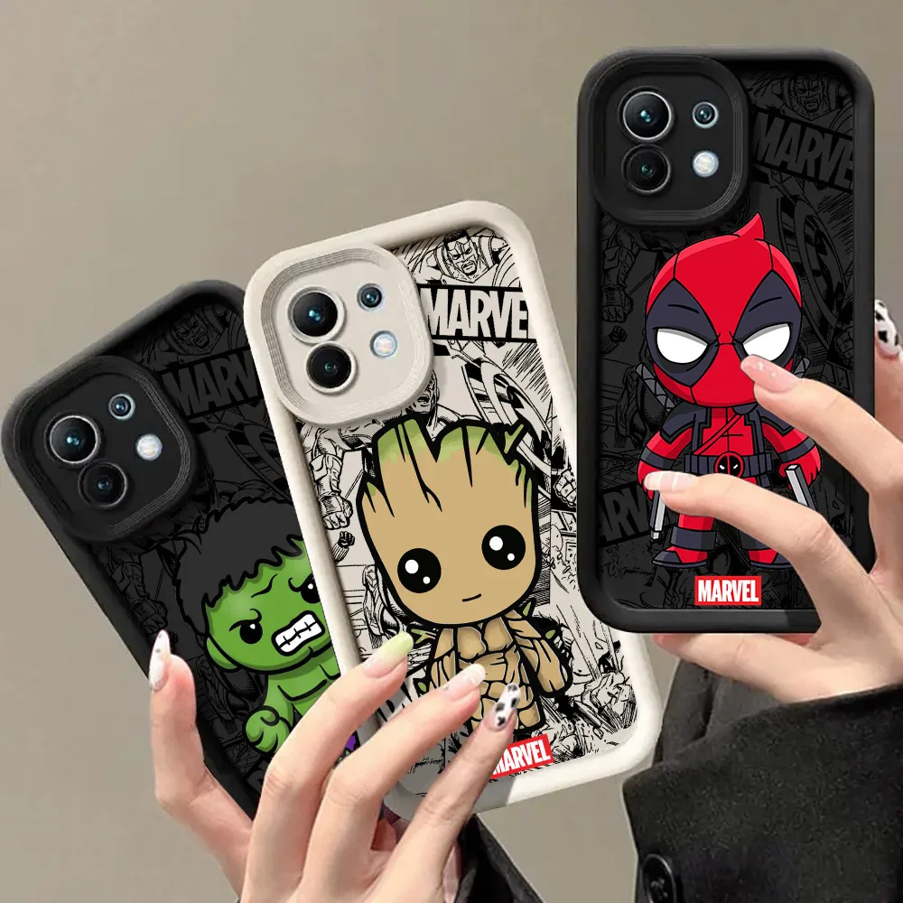 Фото Чехол Marvel Cute Heroes Deadpool Groot для Xiaomi 13T 14T 15 15T Pro 17 Ultra Poco M7 M8 F8 F7 X6 X7 X8 Pro Max, противоударный чехол №2