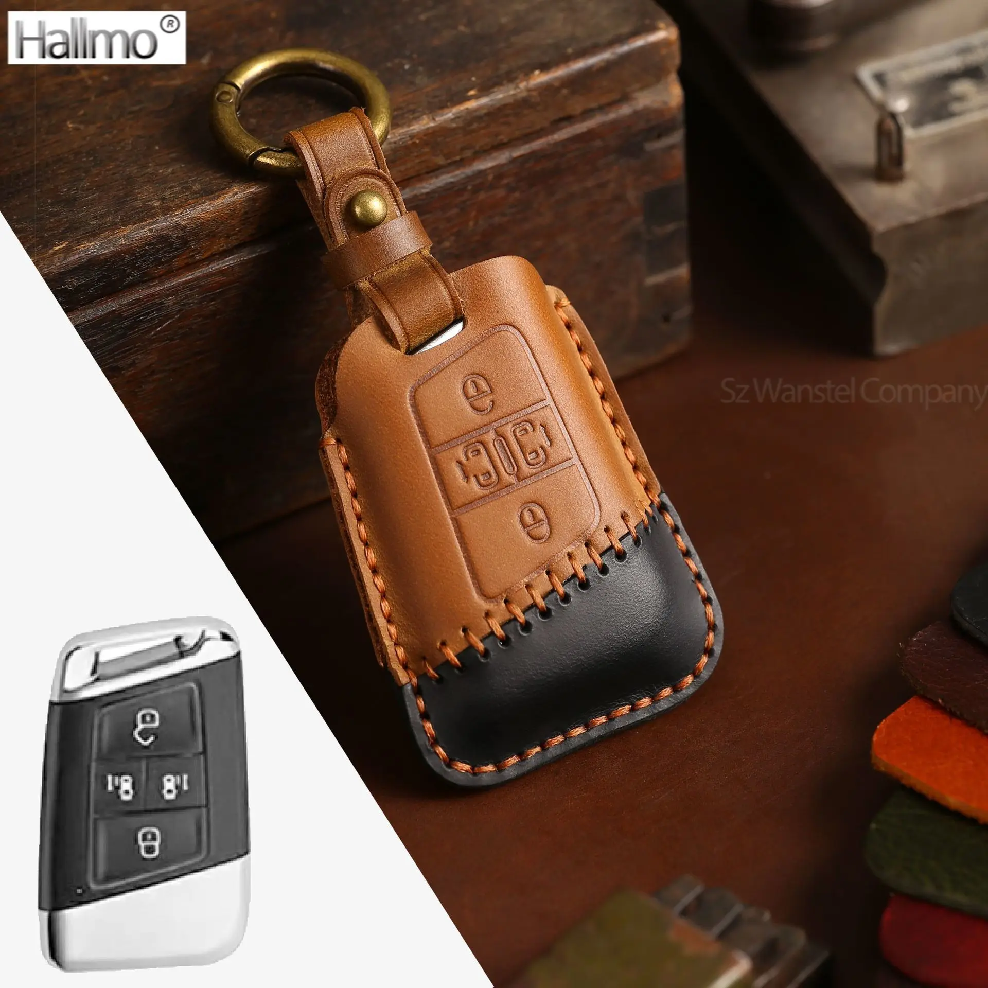 

Hallmo Business Luxury Leather Car Smart Key Case Cover Shell Bag for Vw Volkswagen Variant Variant accessories