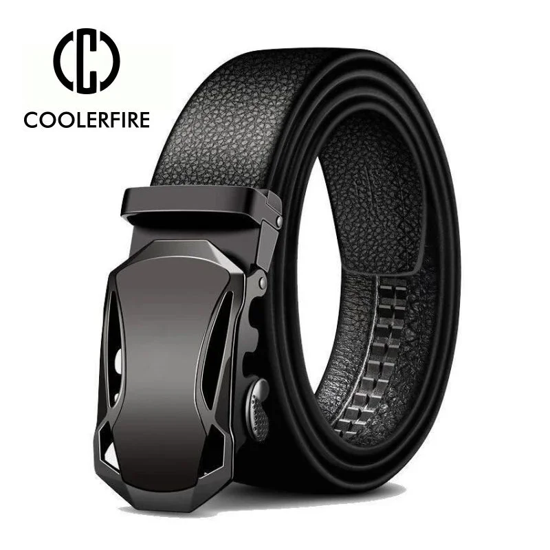 Men Belts Metal Automatic Buckle Brand i Quality Leater Belts for Men Famous Brand Luxury Work Business Strap ZDP001D