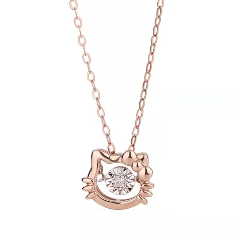 

Женская цепочка YIBEIZHI, ожерелье из настоящего золота 18K с милым котом, чистое золото AU750, ювелирные изделия в подарок