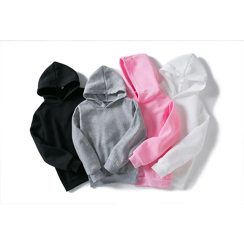 

Hoodies Sweatshirts Boys Girls Fashion Solid color Red Black Gray Pink Autumn Winter fleece Hip Hop Hoody kids Brand Casual Tops
