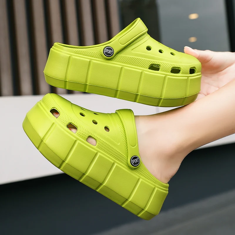 6CM Thick Sole Hollowed-out Outdoor Clogs Women Sandals Women Slippers Summer Beach Sandals For Girls Summer Fashion Simple Shoe