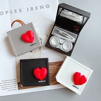simple style portable eye contacts with mirror contact lens case astronaut heart shape lenses container box for party travel set