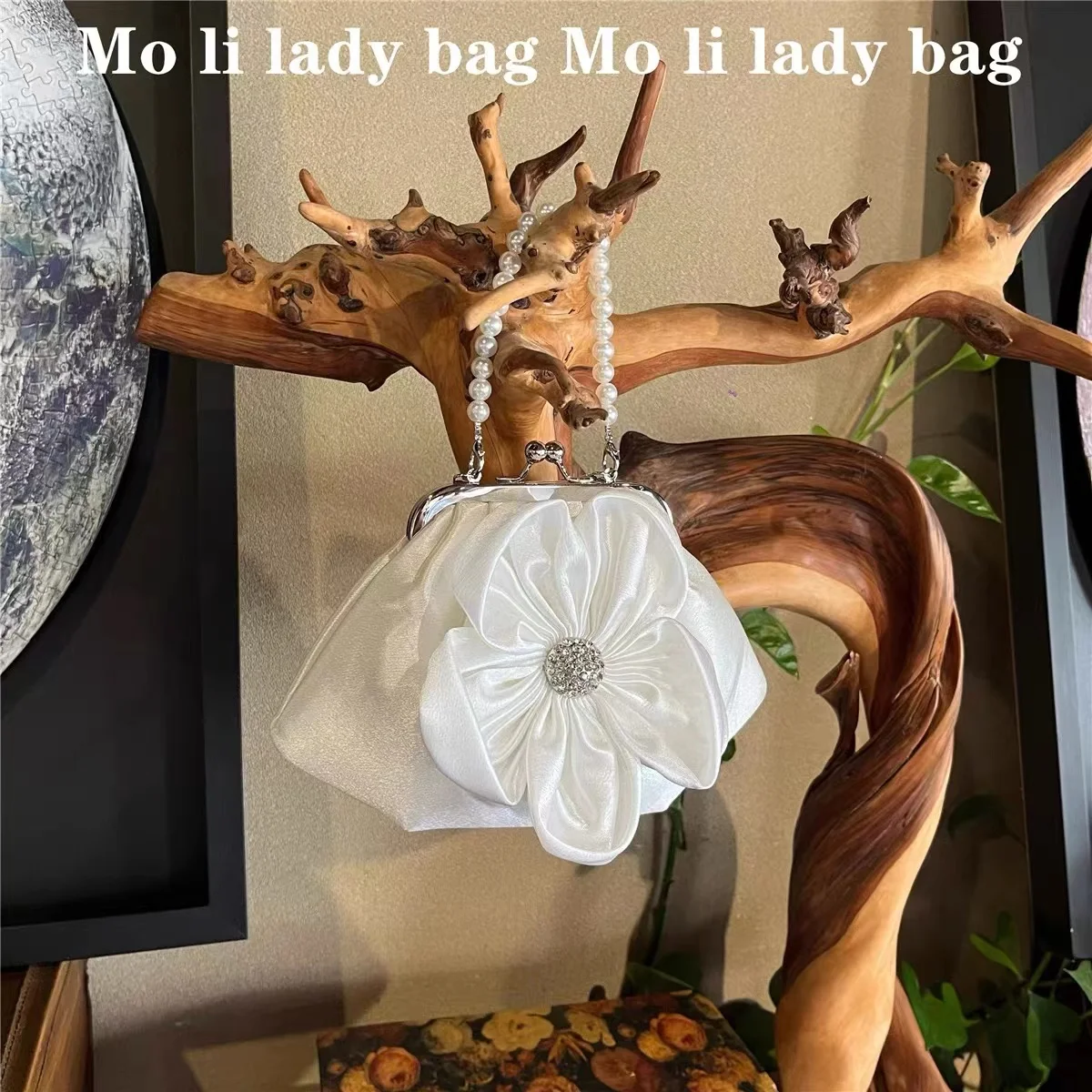 Роскошная однотонная модная сумочка с цветочной аппликацией атласная вечерняя