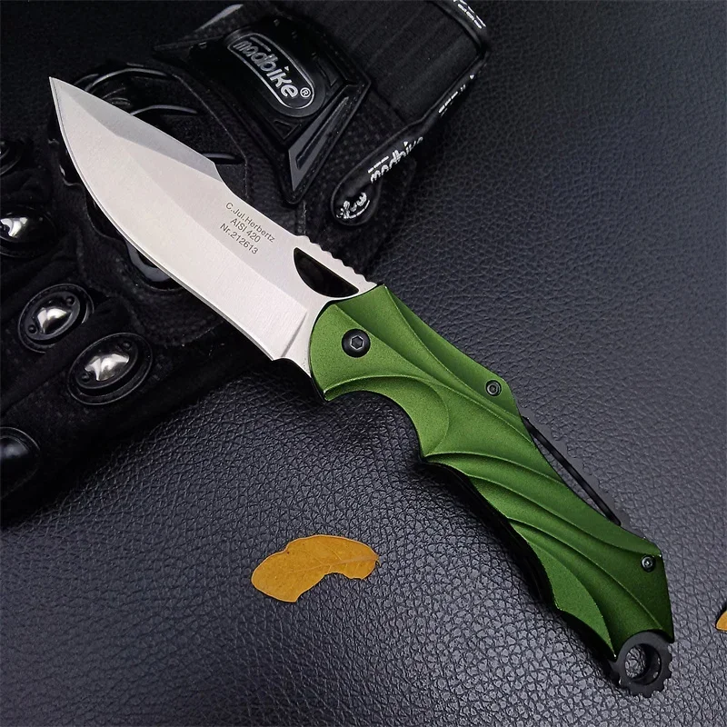

Складной карманный нож для активного отдыха, тактический нож для дикой природы, зеленая алюминиевая ручка, охотничий нож для обороны, нож для повседневного использования, рождественские подарки