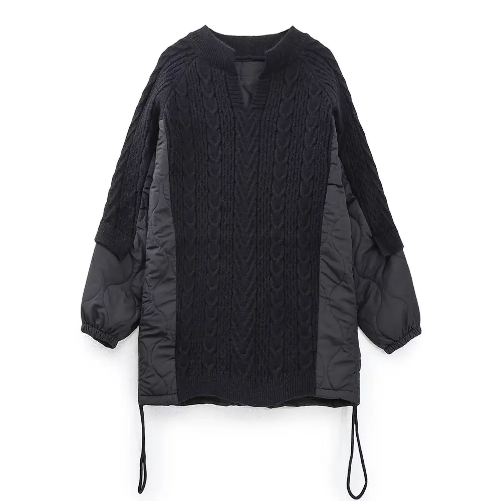 

SuperAen New Women's Dress European and American Style Cotton Splice Pullover Knitwear Loose Sweater