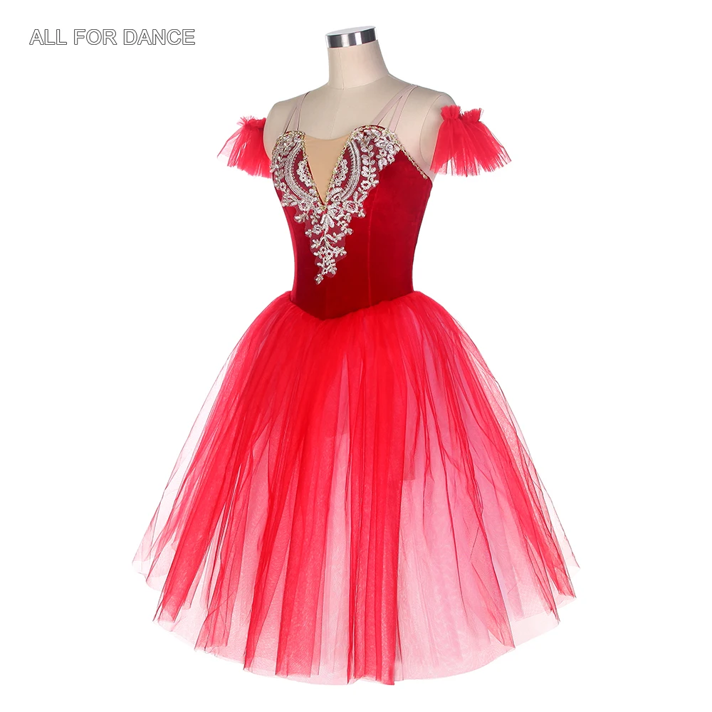 21318 Новый камзол красного/зеленого цвета длинная романтическая балетная пачка