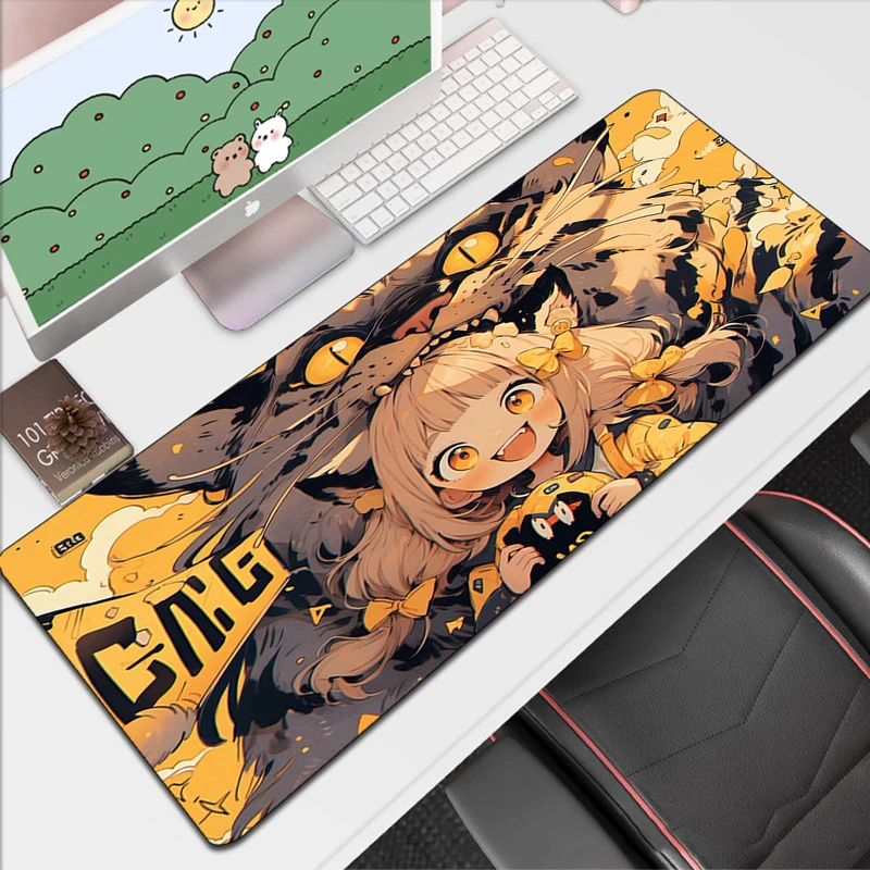 

Xxl Mouse Pad 900x400 Cat and Girl Pc Gamer Kawaii Desk Accessories Computer Table Keyboard Mousepad Cabinet Anime Mat Gaming
