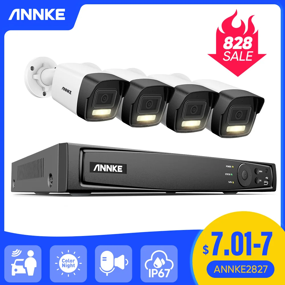 Color Ir Night Vision Human Vehicle Detection Built-in Mic Ip67 Ip Camera