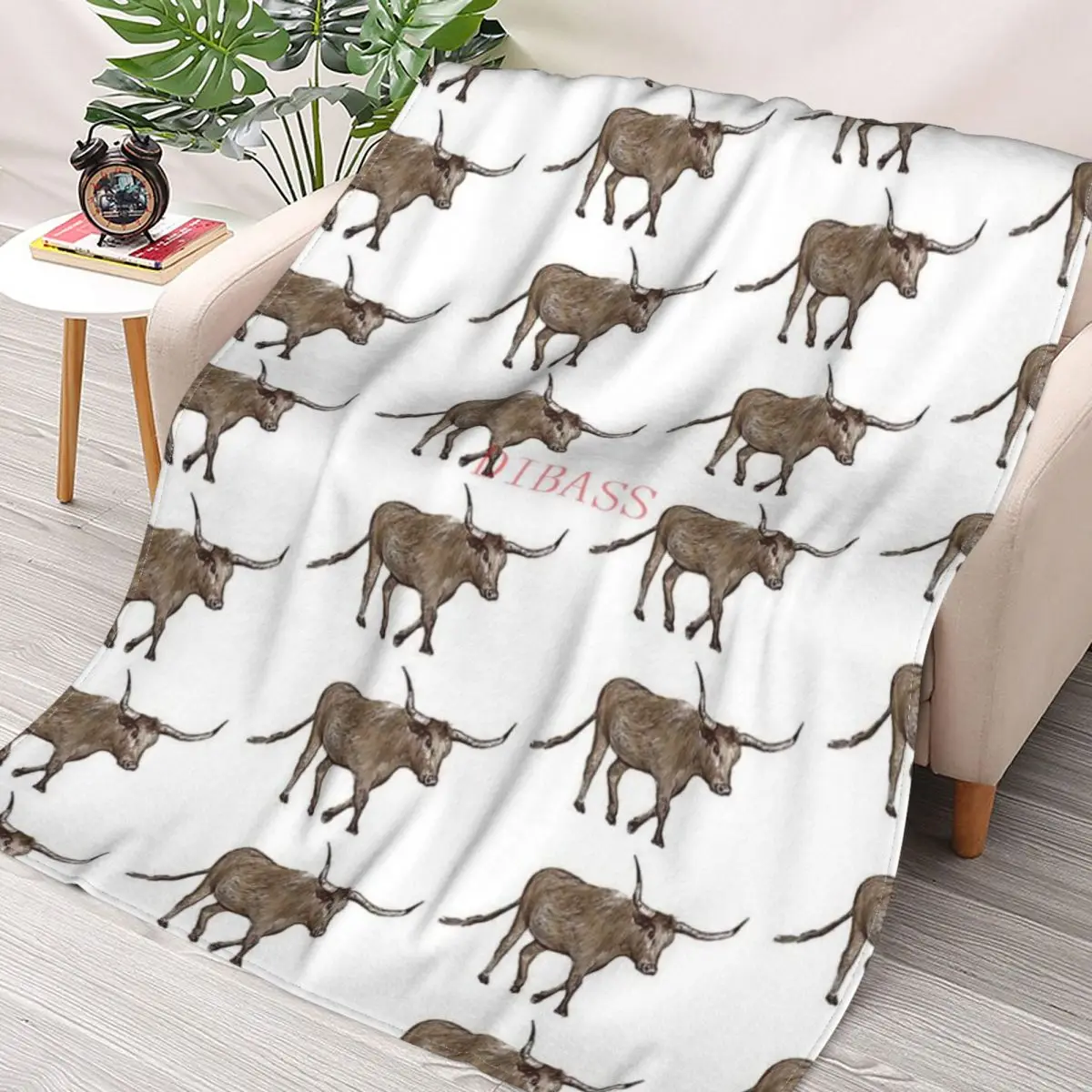

Longhorn Steer 3D Printed Flannel Throw Blanket