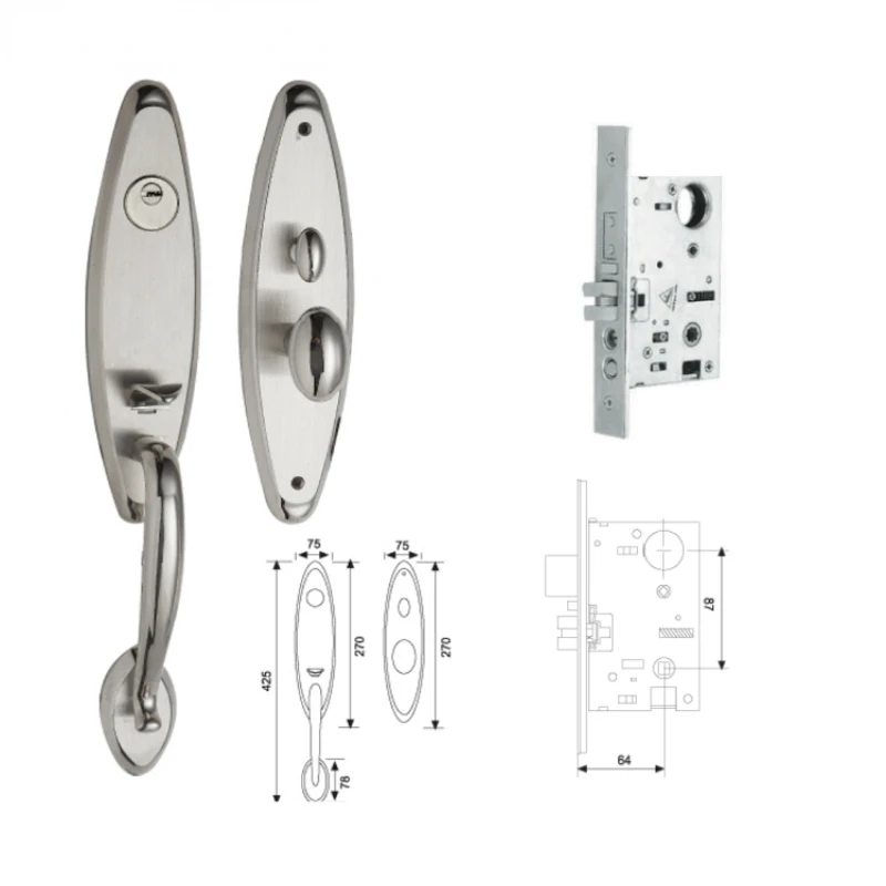 

HandleSet with Lever Door Handle (for Entrance and Front Door) Reversible for Right and Left Handed and a Single Cylinder deadbo