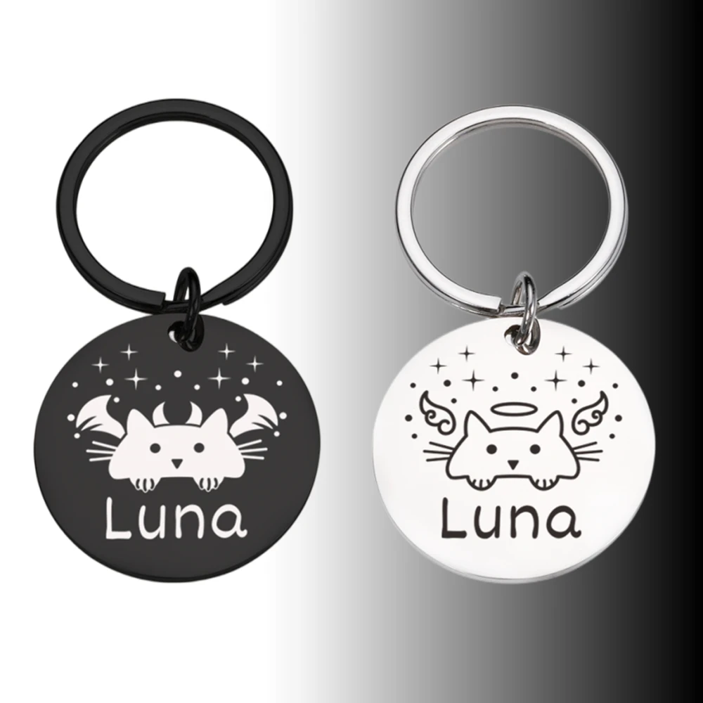 

Personalized Cat ID Name Tag Accessories Funny Cats ID Tag Collars Shiny Steel Customized Pet ID Tags for Kitten Accessories