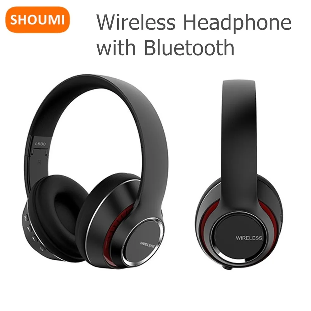 

Shoumi 10 Hours Playback Wireless Headphone with Bluetooth Earphones Bass Headset Support SD Card Mp3 Player with Mic Wired Mode