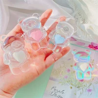 ins 3d love cloud bear phone stand transparent foldable phone grip support iphone samsung xiaomi mobile phone accessories