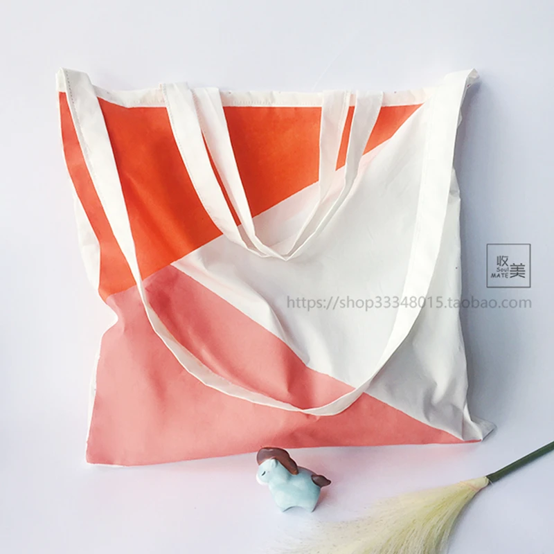 

Nai の お Art Color Matching Ladies Shoulder Bag Large Capacity Handbag Thin Cotton Bag Environmental Protection Bag Shopping Bag