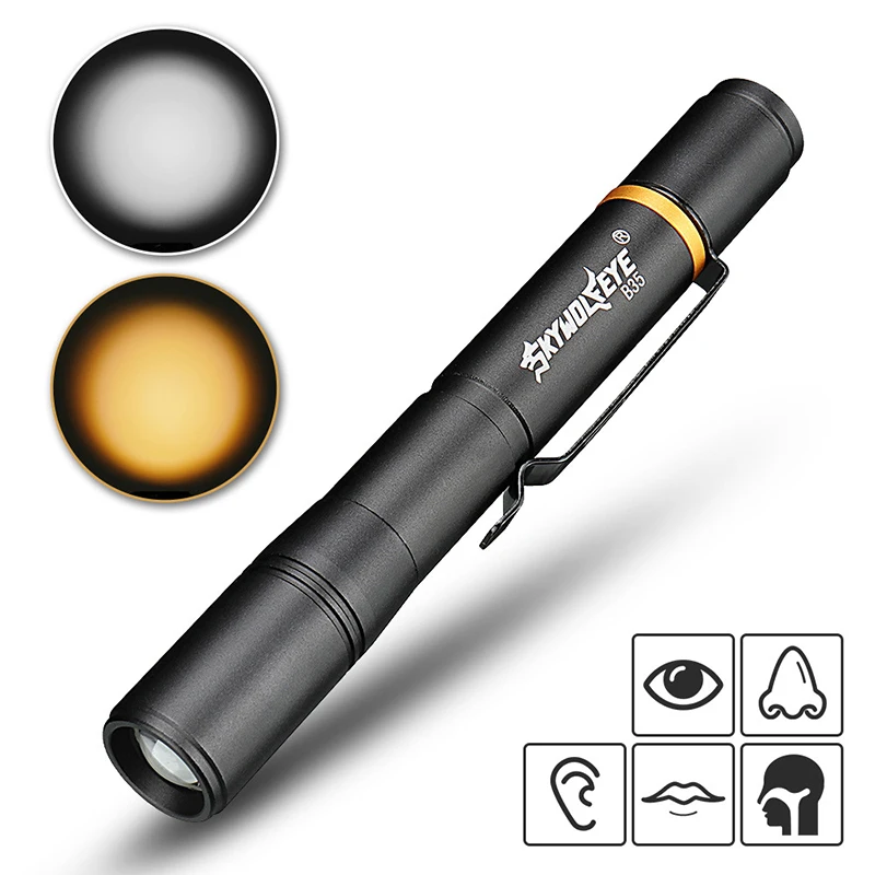 Купи Mini Pen-Shaped Small Flashlight Aluminum Alloy Waterproof With Pen Clip Gift Lamp Small Flashlight For Camping Hiking Out за 110 рублей в магазине AliExpress